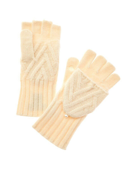 Hannah Rose Delaney Zig Zag Flip Top Cashmere Gloves Women's White