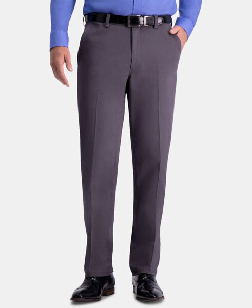Men's Premium Comfort Khaki Classic-Fit 2-Way Stretch Wrinkle Resistant Flat Front Stretch Casual Pants