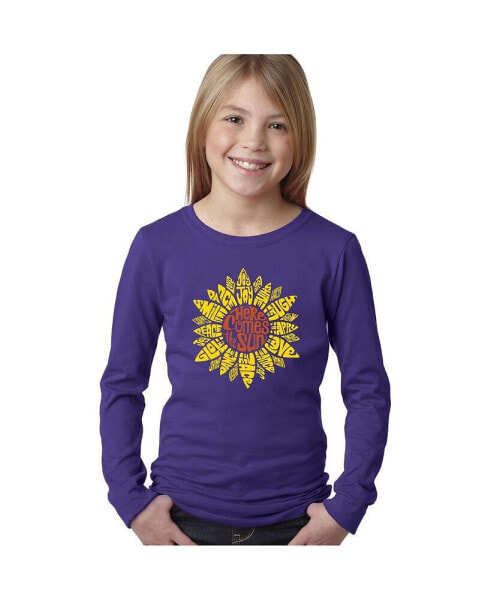 Big Girl's Word Art Long Sleeve T-Shirt - Sunflower