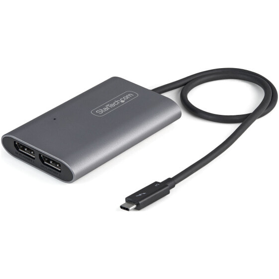 StarTech.com Thunderbolt 3 to Dual DisplayPort Adapter DP 1.4 - Dual 4K 60Hz or Single 8K/5K Thunderbolt 3 to DP Adapter - TB3 to 2x DisplayPort Monitor Video Display Adapter - Mac/Windows - 0.46 m - Thunderbolt 3 - 2 x DisplayPort - Male - Female - Straight