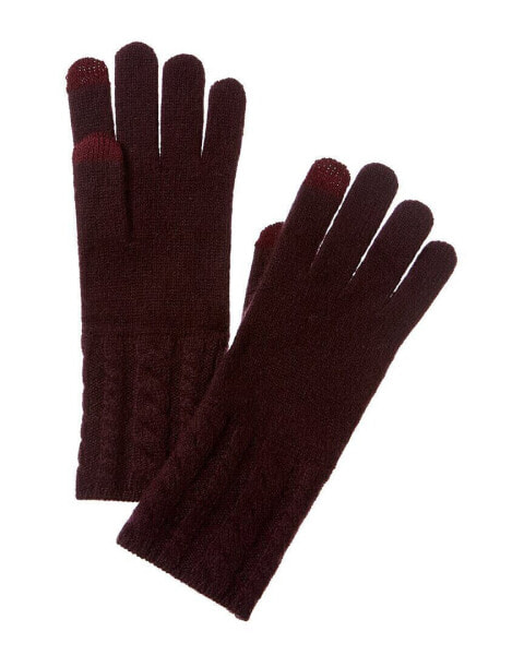 Bruno Magli Cable Knit Cuff Cashmere Gloves Women's Purple