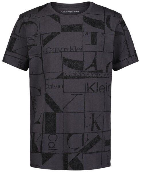 Футболка для малышей Calvin Klein Square-Collage-Print из хлопка с коротким рукавом