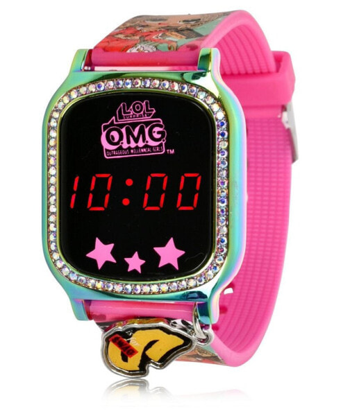 Omg Kid's Touch Screen Pink Silicone Strap LED Watch, with Hanging Charm 36mm x 33 mm