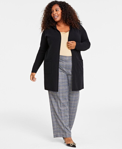 Plus Size Hooded 100% Cashmere Cardigan, Created for Macy's