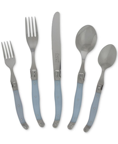 Laguiole 20-Piece Ice Blue Flatware Set, Service for 4