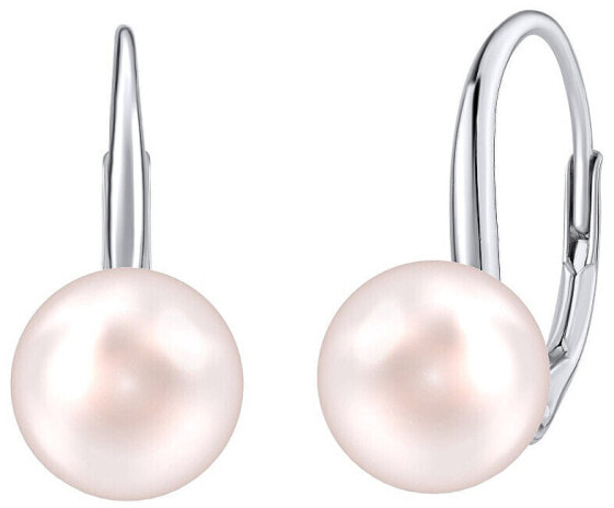 Silver earrings with light pink pearl Swarovski ® Crystals VSW015ELPS