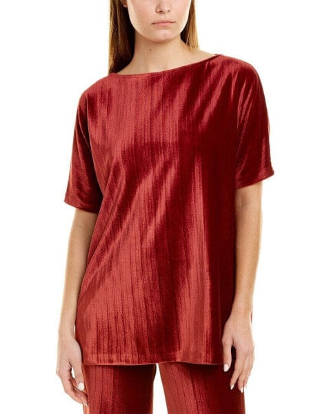 St. John Crushed Velvet Top Women's Red S