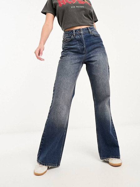 COLLUSION x008 mid rise relaxed flare jeans in washed black