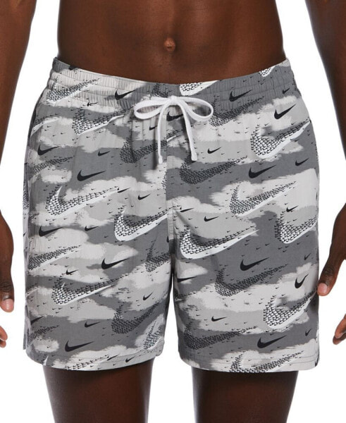 Men's Flock Logo-Print 5" Swim Trunks