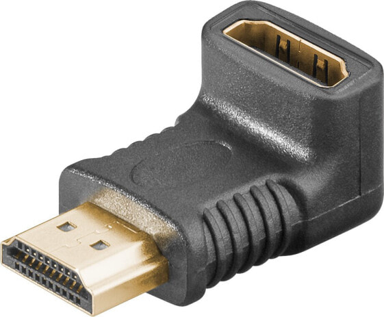 Адаптер HDMI угловой Wentronic - позолоченный - черный - HDMI 19pin - HDMI 19pin - черный