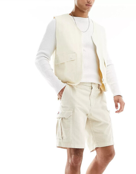 Tommy Jeans Ethan cargo shorts in off white