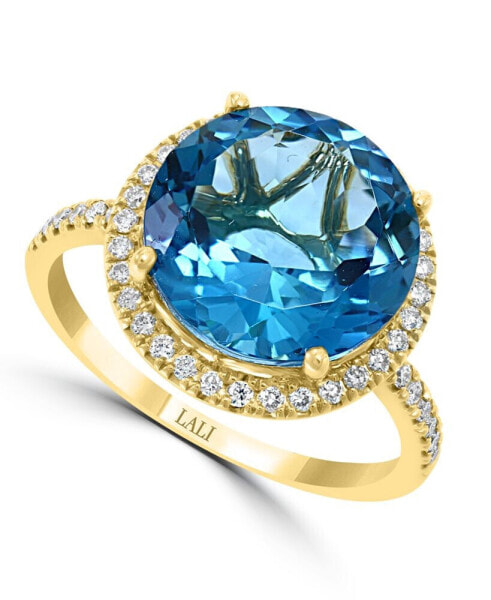 London Blue Topaz (6-3/4 ct. t.w.) & Diamond (1/3 ct. t.w.) Statement Ring in 14k Gold
