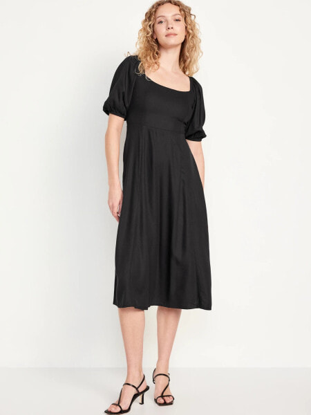 Fit and Flare Crepe Midi Dress