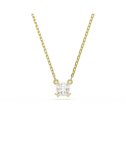 Stilla Pendant, Square Cut, White, Gold-Tone Plated Necklace