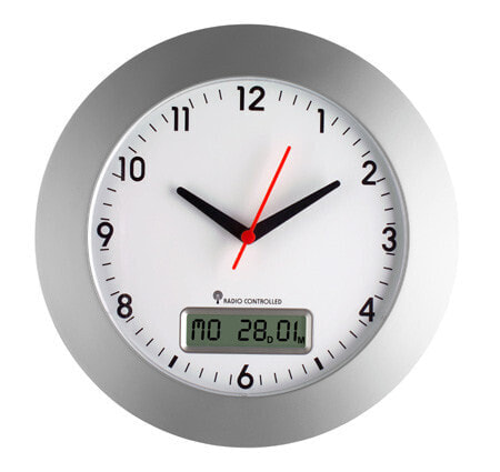 TFA Dostmann 98.1092, Wall, Digital clock, Round, Silver, AA, 1.5 V