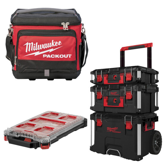 Milwaukee PACKOUT™ Promo-Set Trolley|Kofferset 3-tlg.|Organiser|Kühltasche