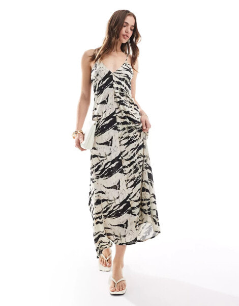 Mango snake print cami maxi dress in grey