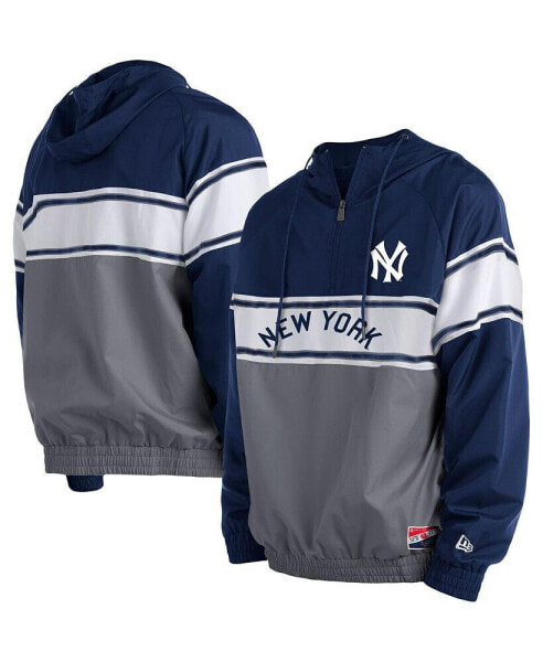 Men's Navy New York Yankees Ripstop Raglan Quarter-Zip Hoodie Jacket