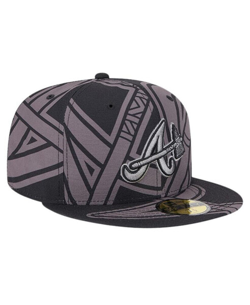 Men's Black Atlanta Braves Logo Fracture 59FIFTY Fitted Hat