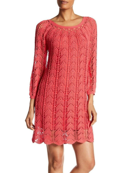 Trina Turk 154012 Women's Sur Sweater Dress 3/4 Sleeve Soiree Pink Sz. Small