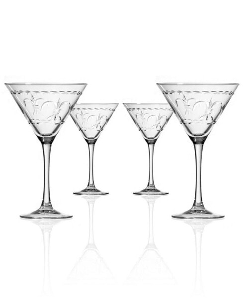 Fleur De Lis Martini 10Oz - Set Of 4 Glasses