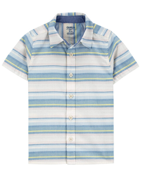Baby Baja Stripe Button-Front Short Sleeve Shirt 24M