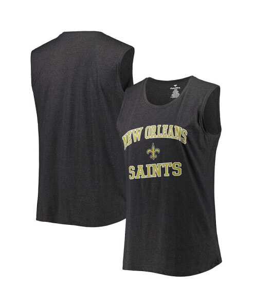 Women's Heather Charcoal New Orleans Saints Plus Size Tank Top