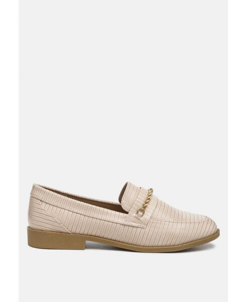 vouse low block loafers adorned with golden chain