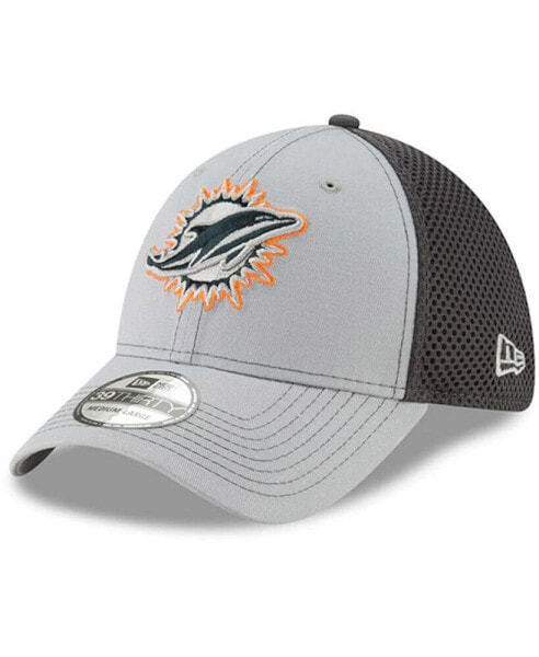 Men's Gray, Graphite Miami Dolphins Primary Logo Grayed Out Neo 2 39THIRTY Flex Hat