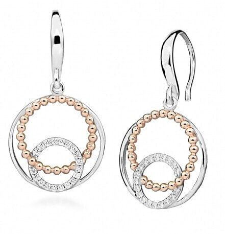 Stylish bicolor earrings with cubic zircons SC447
