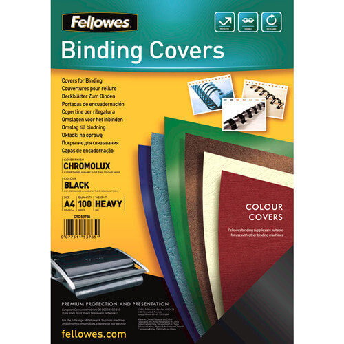 Fellowes Chromolux Gloss Covers - A4 - Paper - Black - 210 mm - 292 mm - 1 mm