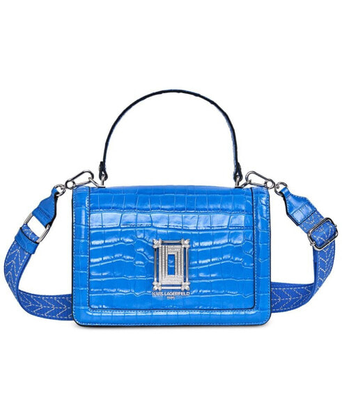 Simone Flap Croc Leather Crossbody