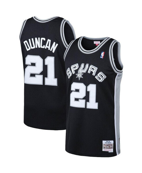 Men's Tim Duncan Black San Antonio Spurs Big and Tall Hardwood Classics Jersey