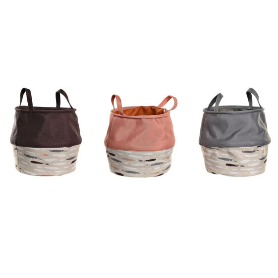 Laundry basket DKD Home Decor Grey Orange 28 x 28 x 30 cm (3 Units)