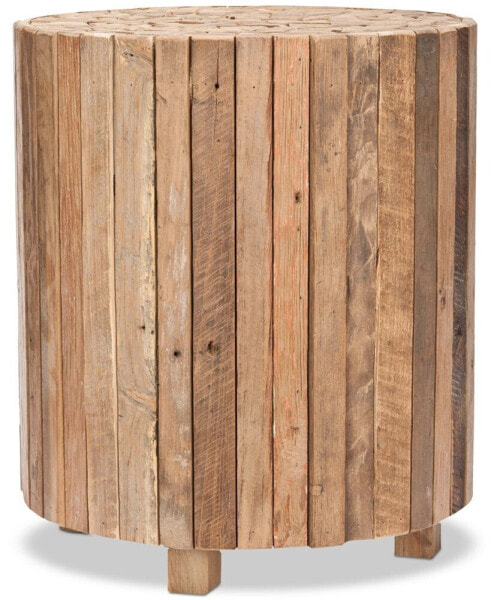Richmond Rustic Wood Block Round End Table