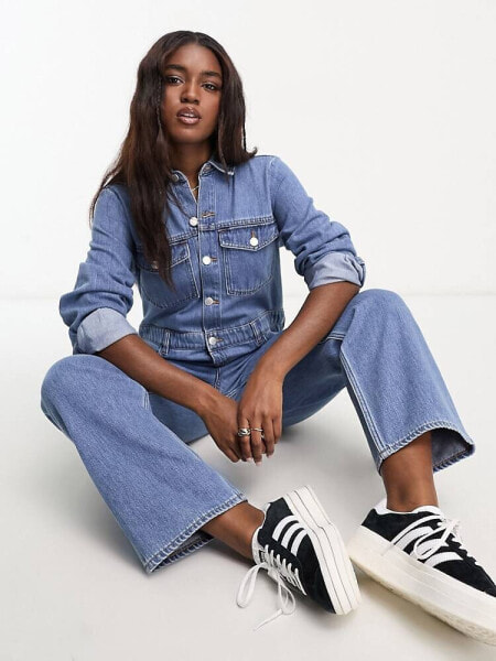 Monki denim boilersuit in blue wash