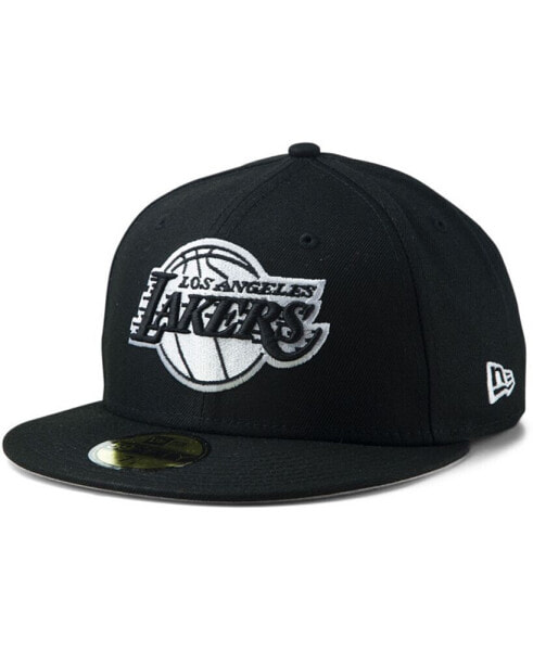 Men's Black Los Angeles Lakers Black White Logo 59Fifty Fitted Hat