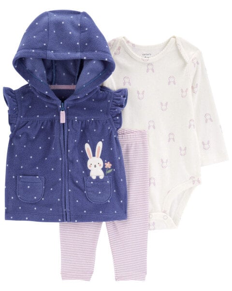 Baby 3-Piece Bunny Fleece Little Vest Set NB