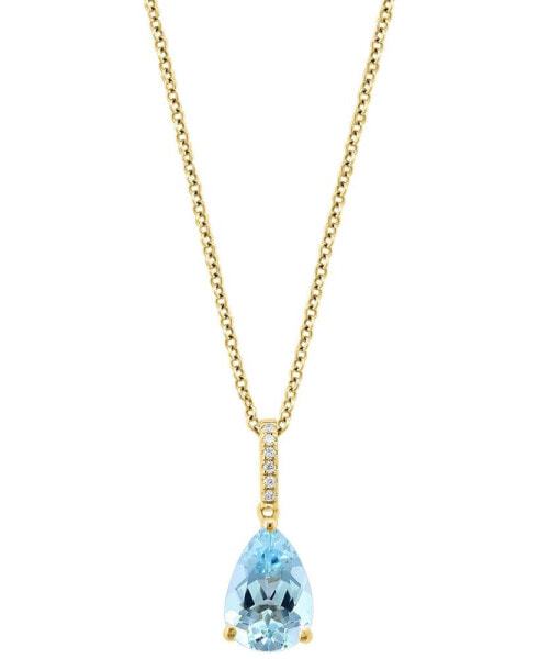 EFFY Collection eFFY® Aquamarine (1-1/2 ct. t.w.) & Diamond Accent 18" Pendant Necklace in 14k Gold