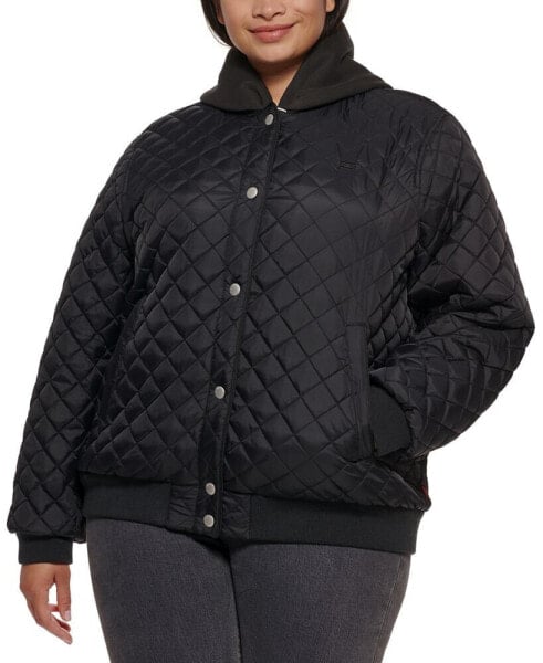 Plus Size Quilted Bomber Jacket