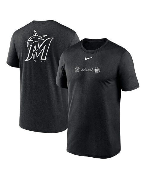 Men's Black Miami Marlins Fashion Over Shoulder Logo Legend T-shirt
