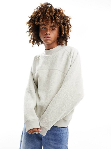 Weekday Alexis fleece borg sweatshirt in off-white