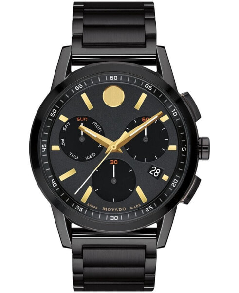 Men's Museum Sport Swiss Quartz Chronograph Black PVD Watch 43mm