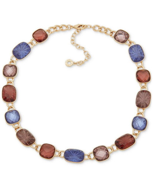 Gold-Tone Multicolor Stone Collar Necklace, 16" + 3" extender