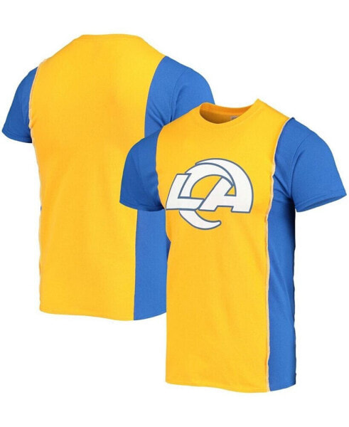 Men's Gold-Tone, Royal Los Angeles Rams Split Logo T-shirt
