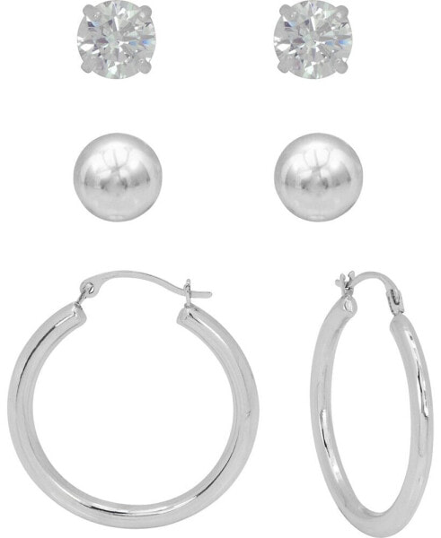 Серьги Macy's Hoop, Ball Stud & CZ