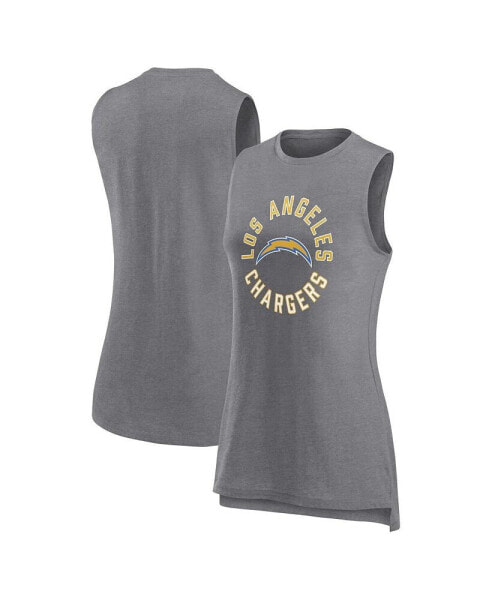 Women's Heather Gray Los Angeles Chargers What Goes Around Tank Top