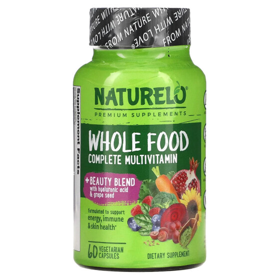 Витамины NATURELO Whole Food Complete Multivitamin + Beauty Blend, 60 капсул для вегетарианцев