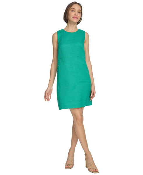 Women's Round-Neck Sleeveless Shift Dress