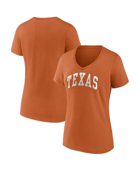 Women's Texas Orange Texas Longhorns Basic Arch V-Neck T-shirt